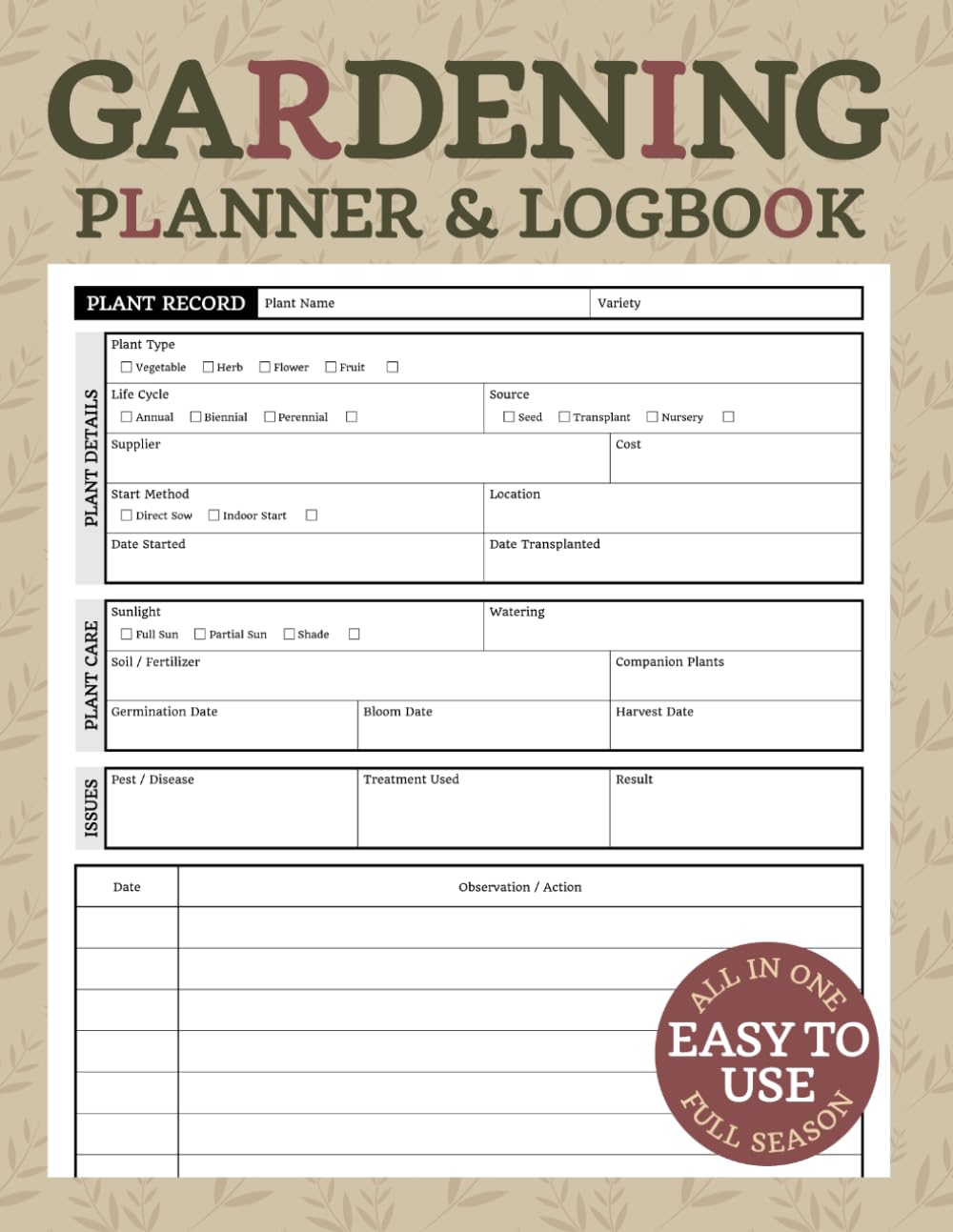 ler totalmente Gardening Planner and Log Book: A Practical Garden Journal to Plan Your Layout, Track Plant Growth, and Keep Clear Records of Harvests and Expenses All Season (Home & Life Organizers)