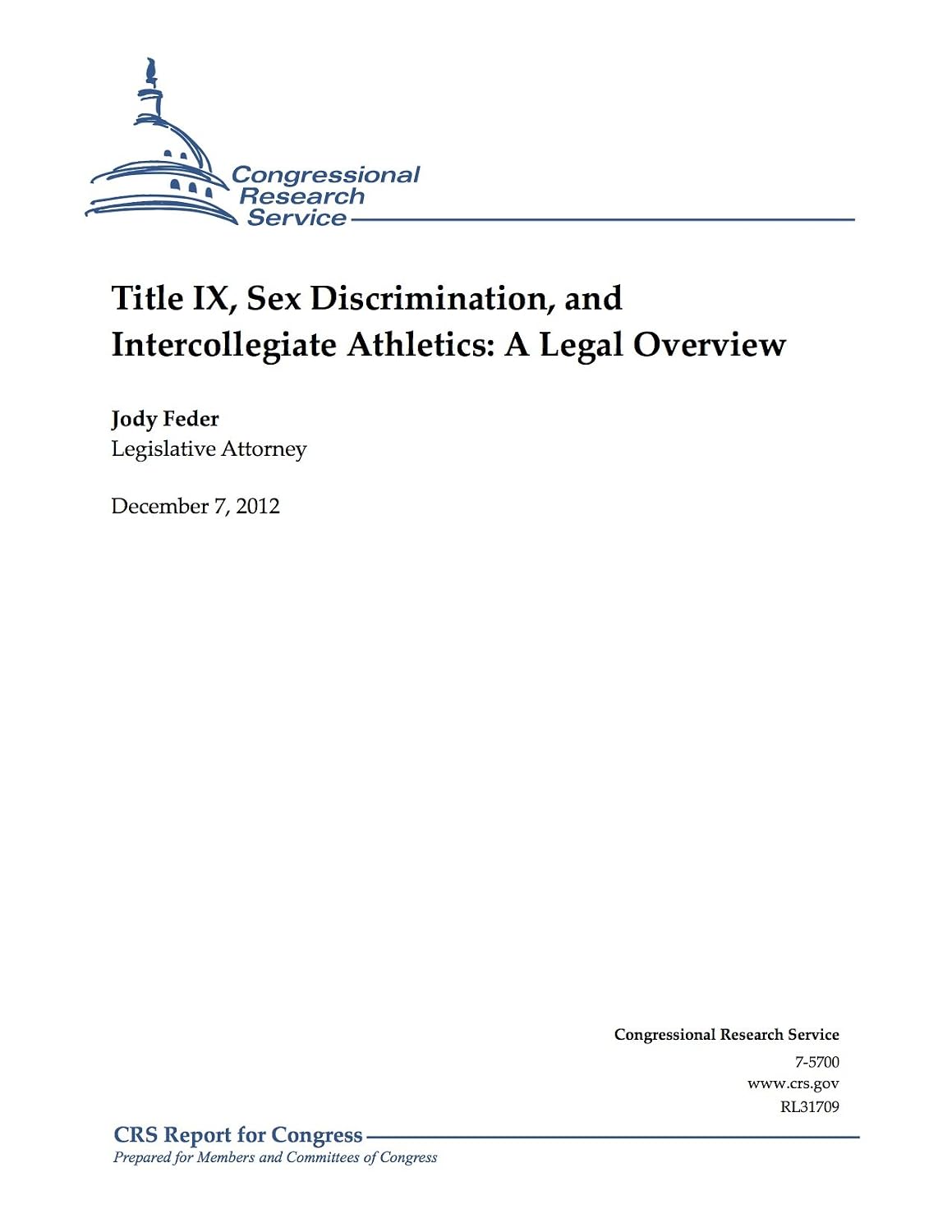 ler totalmente Title IX, Sex Discrimination, and Intercollegiate Athletics: A Legal Overview (English Edition)