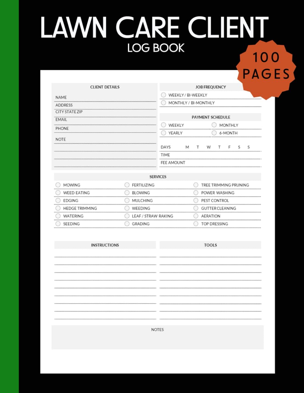 Lawn Care Client Log Book: Simple Lawn Mowing And Landscape Appointment Logbook, Track And Record Your Client's Information Easily,100 Pages 8.5x11 Inches Black Cover baixar o livro de graça