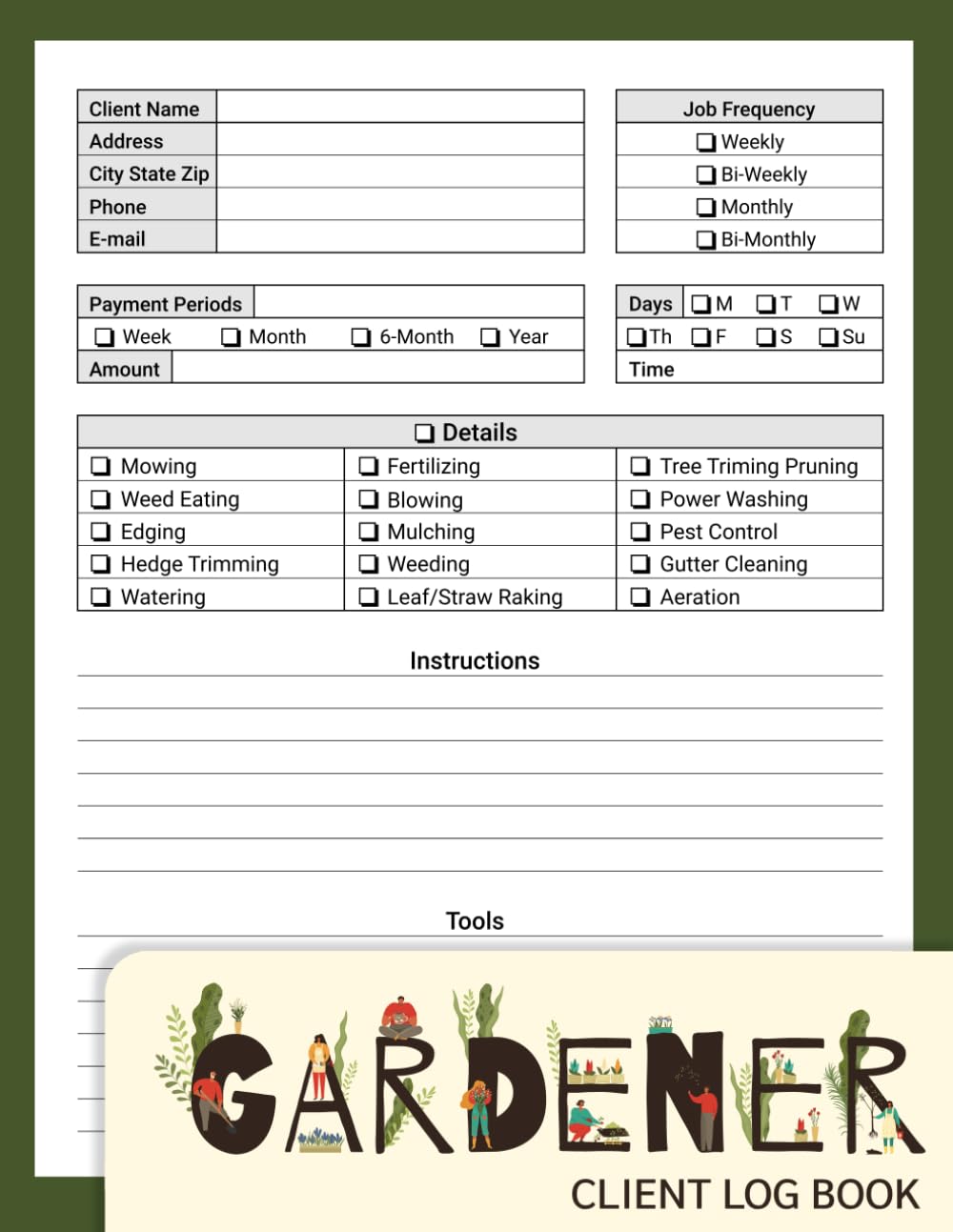Gardener Client Logbook: Lawn Mowing and Landscape Appointment book, Track of Your Customers and Jobs with This Organizer baixar o livro de graça
