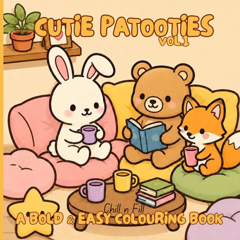 ler totalmente Cutie Patooties: A Bold & Easy Colouring Book: Cozy and Comfy Aesthetics | For All Ages | 8.5x8.5 Format | 24 Unique Illustrations.