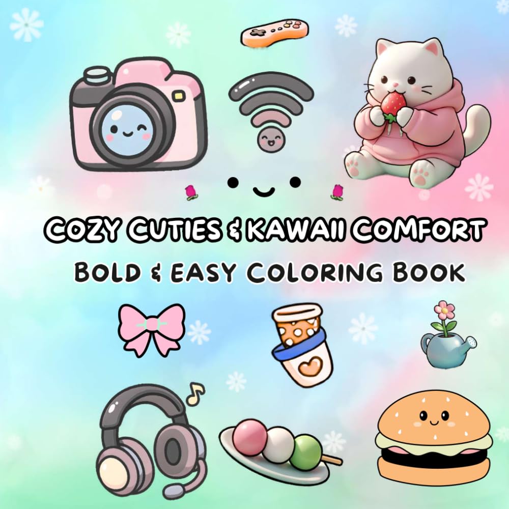 Cozy Cuties & Kawaii Comfort Bold and Easy Coloring Book: A Kawaii Coloring Pages of Chibi Animals, Comfy Essentials, and Tiny Moments for Stress Relief. baixar livro de graça