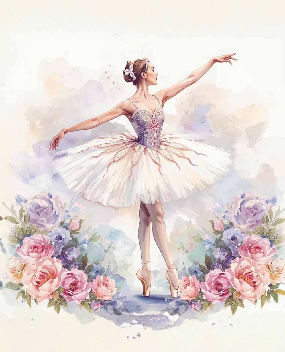 Dance in Bloom: Ballerina Lined Notebook with Peonies: Journal with glossy cover, 110 lined pages, 7.5" x 9.25” baixar o livro de graça