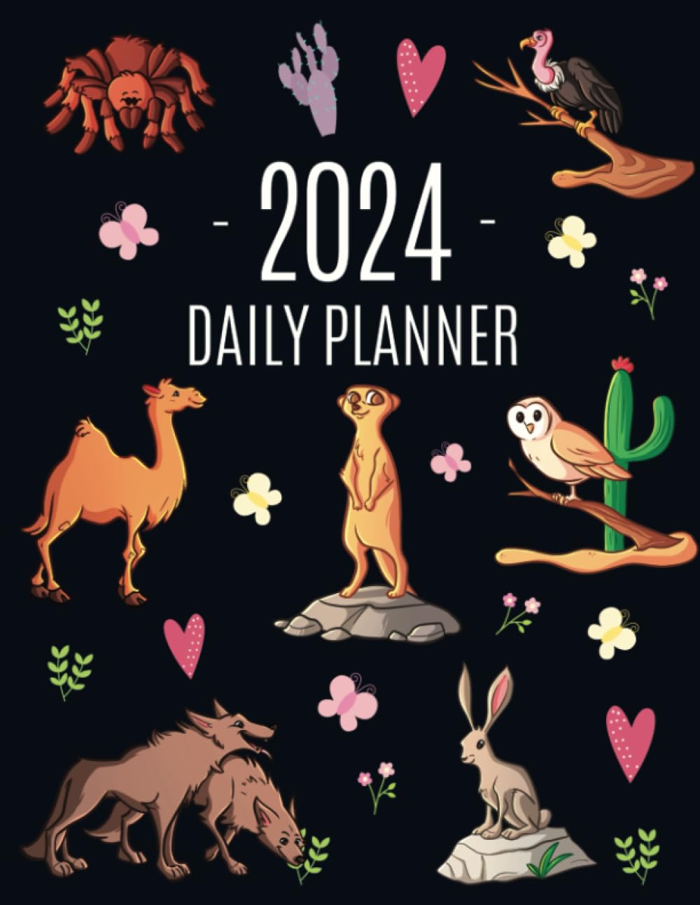 ler totalmente Desert Animals Planner 2024: Beautiful Organizer: January–December (12 Months) | Cute Agenda With Meerkat, Dromedary & Cactus