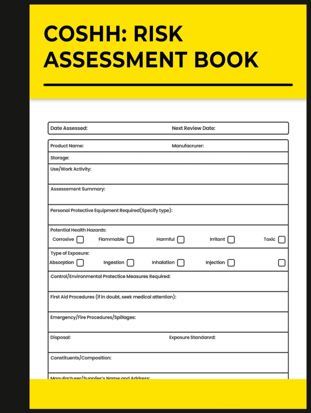 capítulo por capítulo baixar COSHH Risk Assessment Book: Control of Substances Hazardous to Health Log