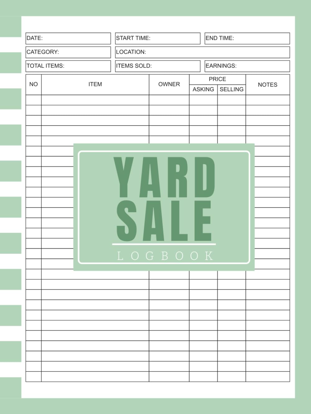 ler totalmente Yard Sale Log Book: Garage Sale Organizer | 110 Pages for Planning, Pricing & Tracking Sales and Profits | 8.5 x 11 Inches