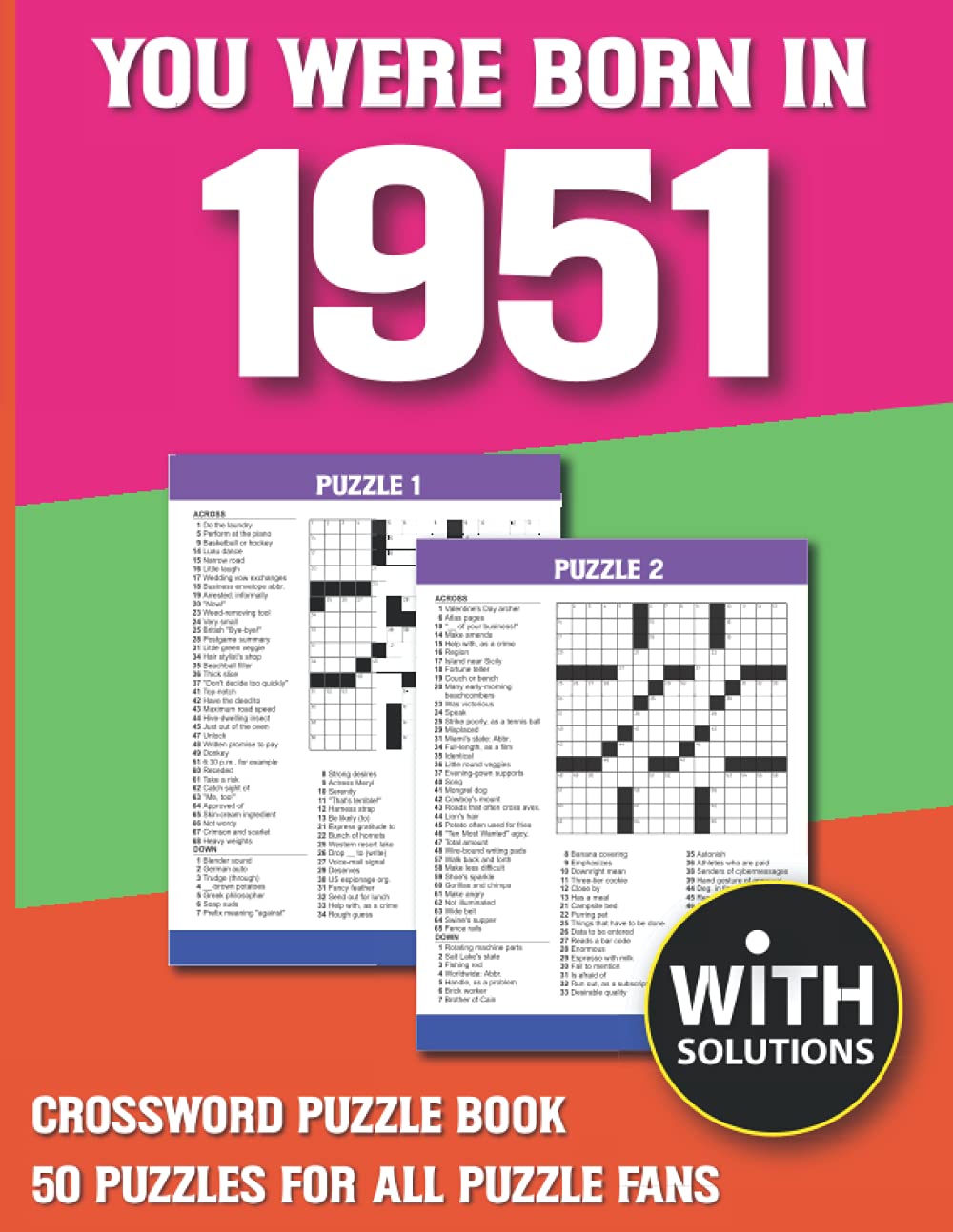 ler totalmente You Were Born In 1951: Crossword Puzzle Book: Crossword Puzzle Book For Adults & Seniors With Solution