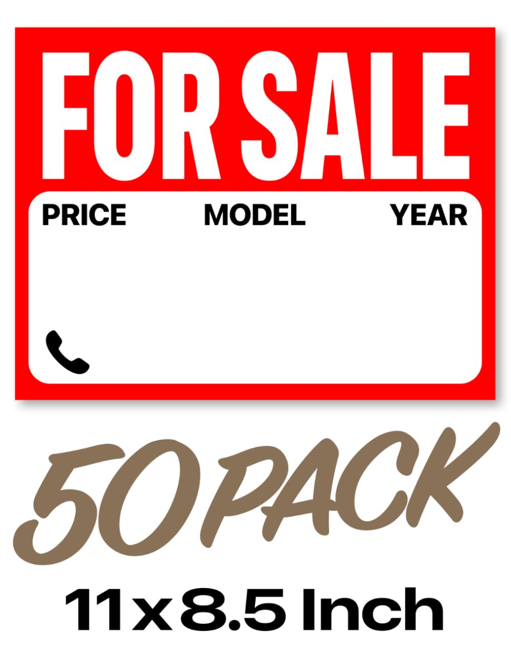 ler totalmente 50-Pack "For Sale" Signs for Cars & Vehicles: Large 11x8.5 Inch Disposable Auto Window Posters: High-Visibility Bright Red Blank Sign Book | No... & Toss! Perfect for Car Flippers & Dealers