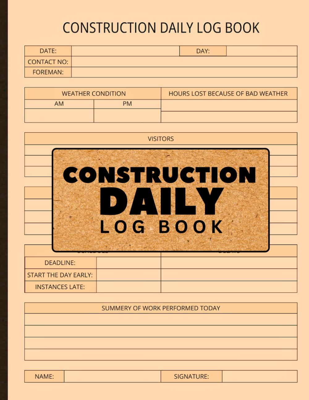 Construction Daily Log Book: Track Daily Construction Activities with Easy to Use Fields about Weather, Safety, and More | 8.5x11 Inches, 110 Page baixar o livro de graça