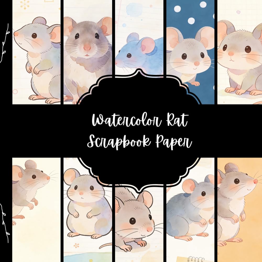 ler totalmente Watercolor Rat Scrapbook Paper, Animal Junk Journal Paper, Pet Decorative Paper, DIY Projects, Origami, Collage Sheets, Decoupage Paper, 10 Designs, Double Sided