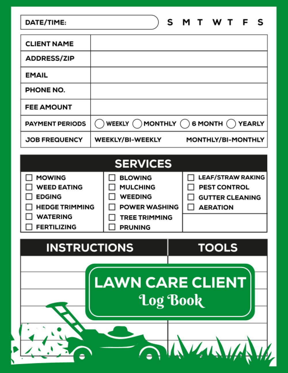 Lawn care client Log book: Lawn Mowing And Landscape Appointment Logbook | Track And Record Your Client's Information Easily,110 Pages 8.5x11 Inches |... - landscape And yard maintenance book baixar livro de graça