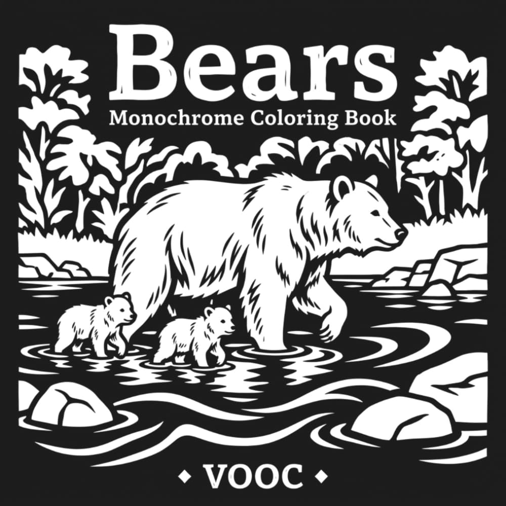 Bears Monochrome Coloring Book with 40 Bold Grizzly, Polar, Panda and Wild Bear Designs for Adults and Teens Relaxation Stress Relief (Monochrome Escape Coloring) baixar o livro de graça
