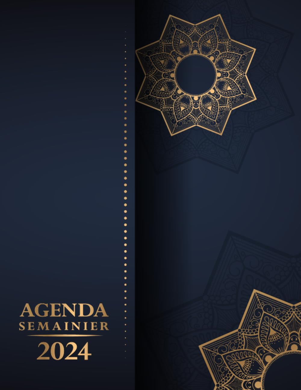 capítulo por capítulo baixar Agenda 2024 Semainier: Planificateur Hebdomadaire de 365 Jours et 12 Mois | 1 Semaine sur 2 Pages avec Heure, de Janvier à Décembre, A4 | Français | Couverture Mandala Noire Doré (French Edition)