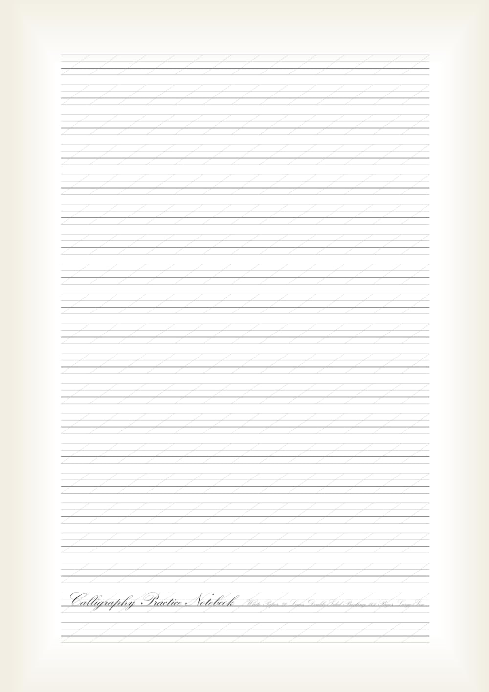 Calligraphy Practice Notebook - White Paper, 20 Lines, Double-Sided Printing, 101 Pages, Large Size