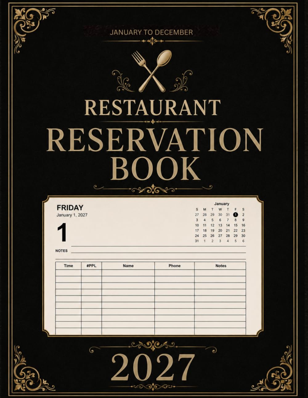 Reservation Book for Restaurant 2027: 365 Dated Pages from January to December | Daily Guest Booking and Appointment Log baixar o livro de graça