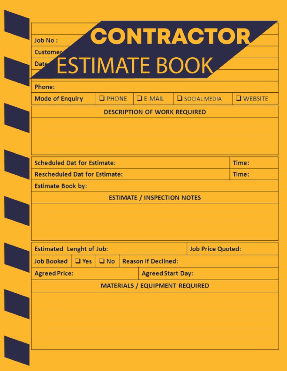 ler totalmente Estimate book contractor:Construction business log book for contractors / Job estimate quote forms