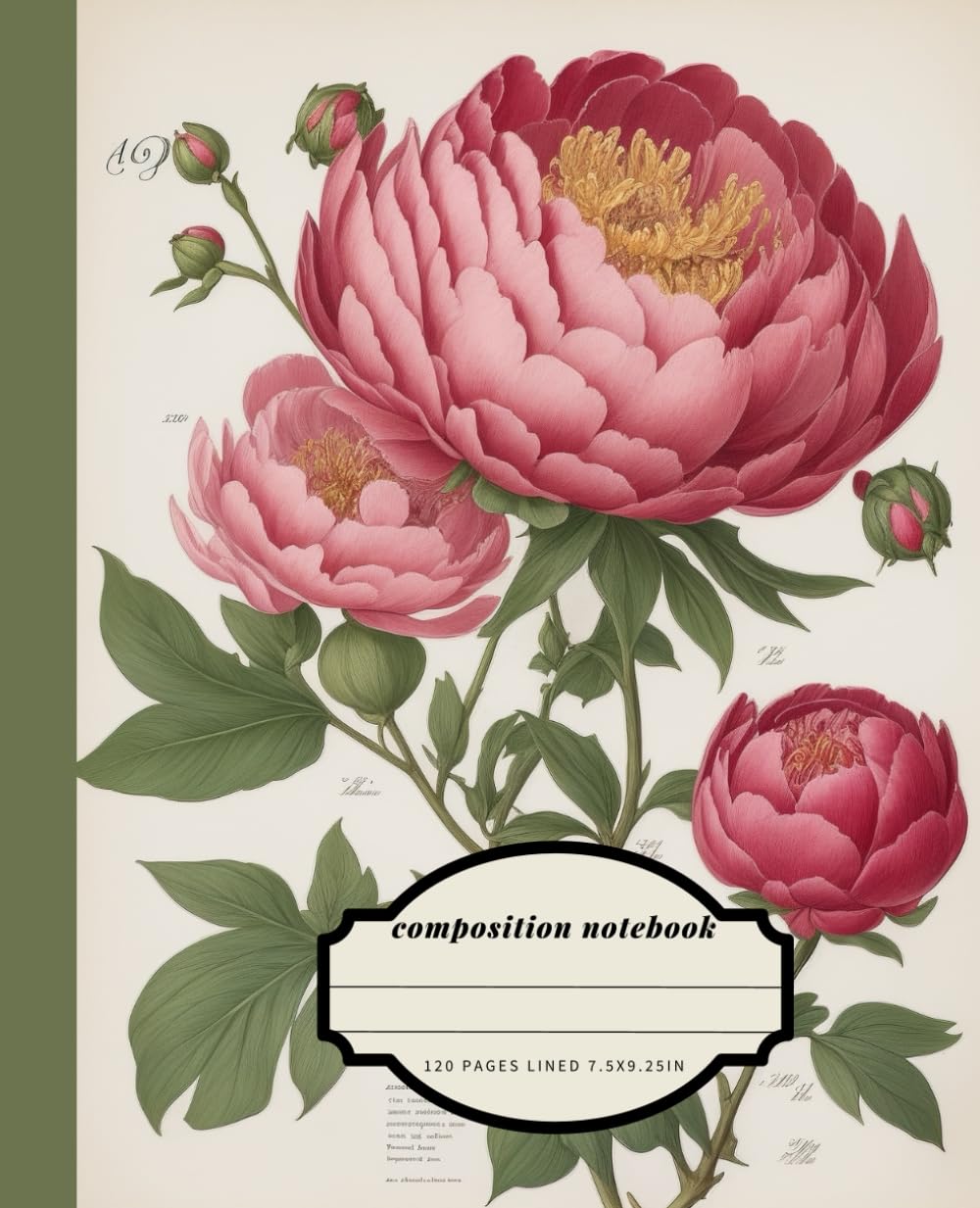 Composition Notebook 120 Pages 7.5 X 9.25'': Vintage Aesthetic Botanical Print Peony Vintage Style for College Work Study baixar livro de graça