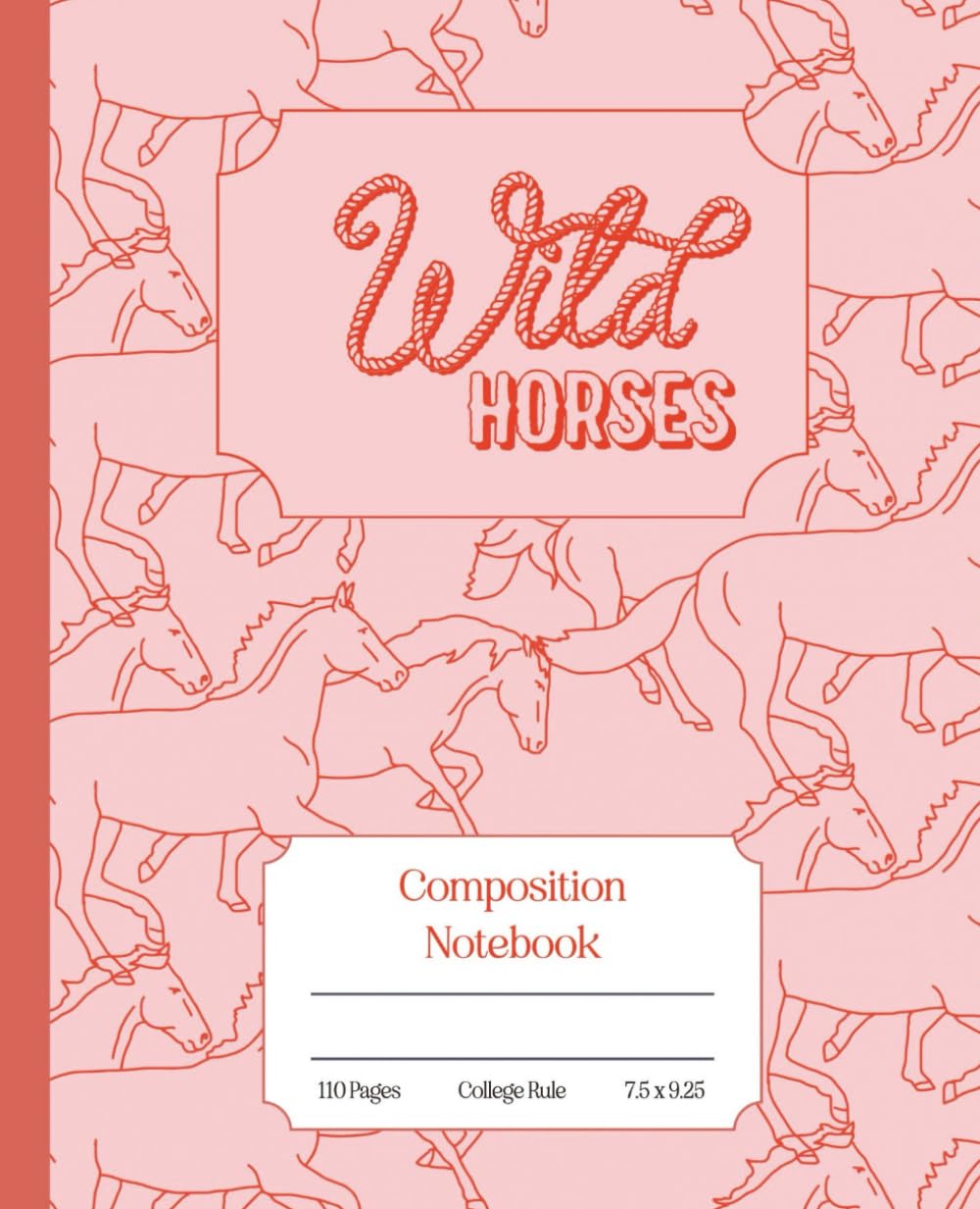 Wild Horses Coral Pink Composition Notebook: College Ruled College, School, Office & Work