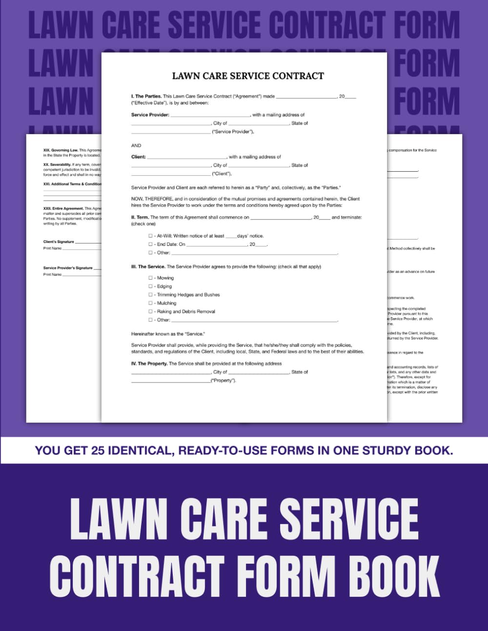 ler totalmente Lawn Care Service Contract Form Book: Legal Agreements for Landscaping and Lawn Maintenance Businesses | 8.5 x 11 in.