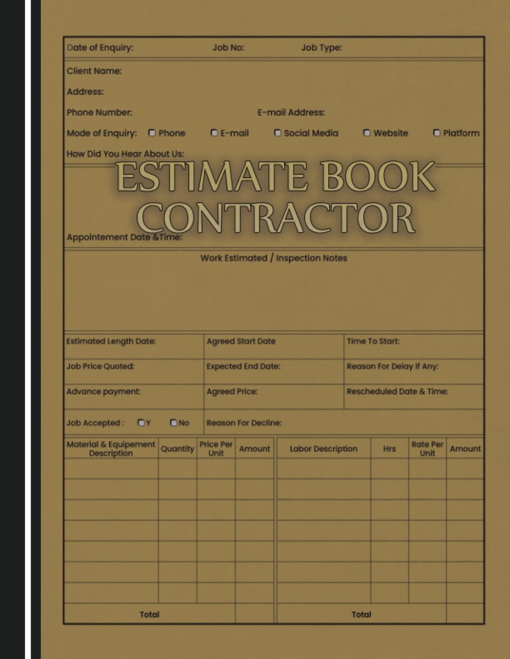 Contractor’s Estimate Log Book: Estimate Book Contractor, Job Estimate Forms for Contractors With Client Contact Log and Dot Diagram Sheets For Taking... Forms Log Book Construction (Volume 7) baixar o livro de graça