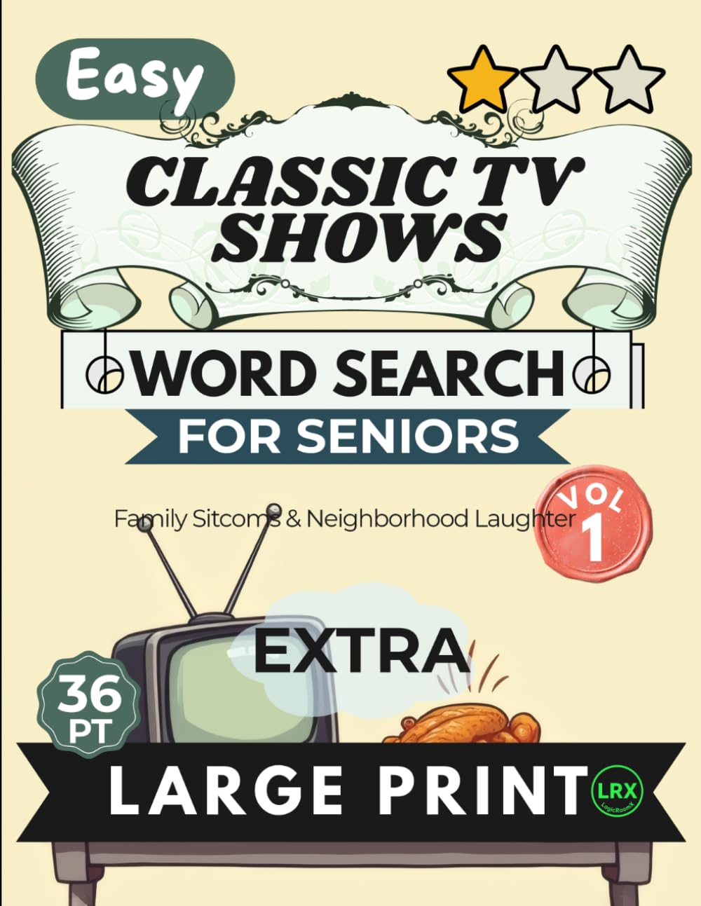 Easy Classic TV Shows Vol 1 Word Search for Seniors Extra Large Print: 100 Nostalgic Family Sitcom Puzzles | 11x11 Grid 36pt Giant Font | Forward Only No Diagonals | Classic Neighborhood Laughter