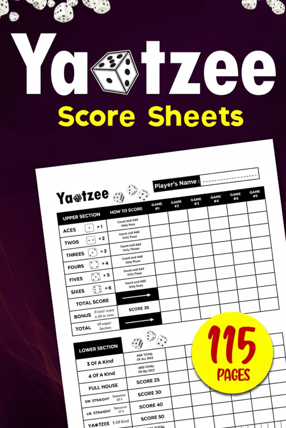 ler totalmente Yahtzee Score Pads Large Print: 720 Score Games For Scorekeeping - Yahtzee Score Sheets 6x9 Inches