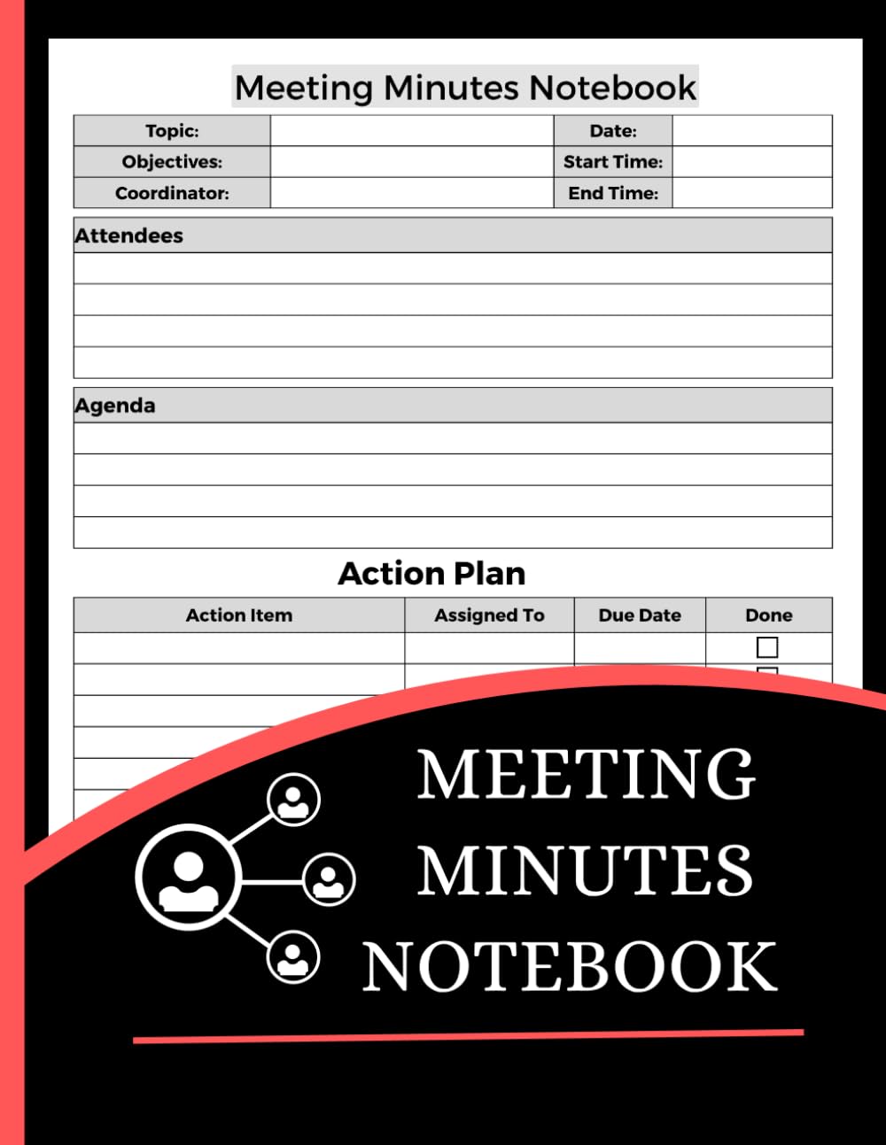 ler totalmente Meeting Minutes Notebook (8.5 x 11 Inches): Discussion Register, Action Items & Follow-Up Planning Journal