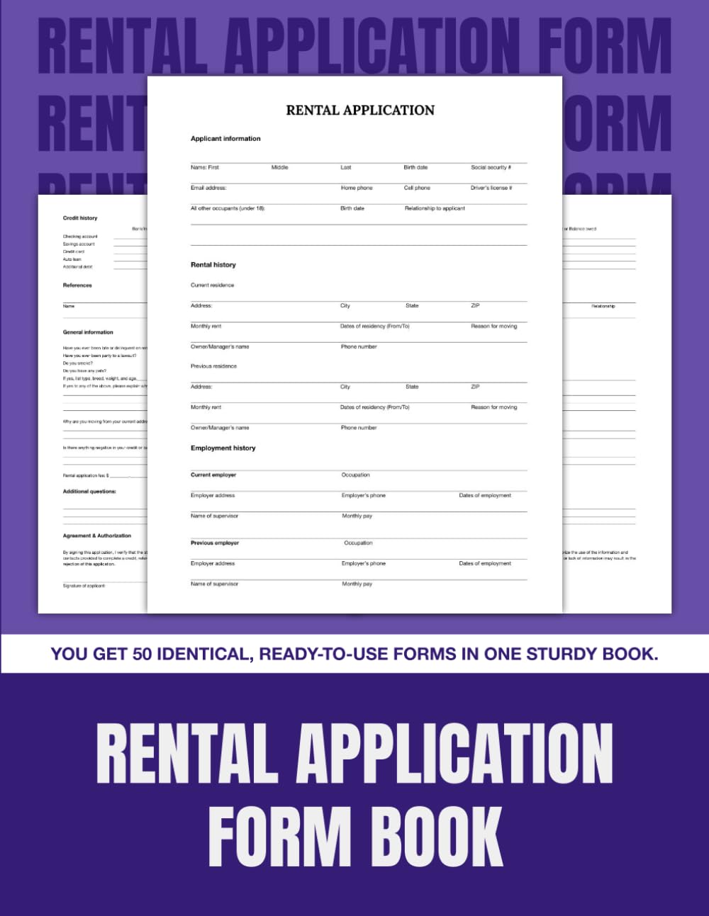 Rental Application Form Book: 50 Forms Tenant Screening for Landlords and Property Managers | 8.5 x 11 in. baixar o livro de graça
