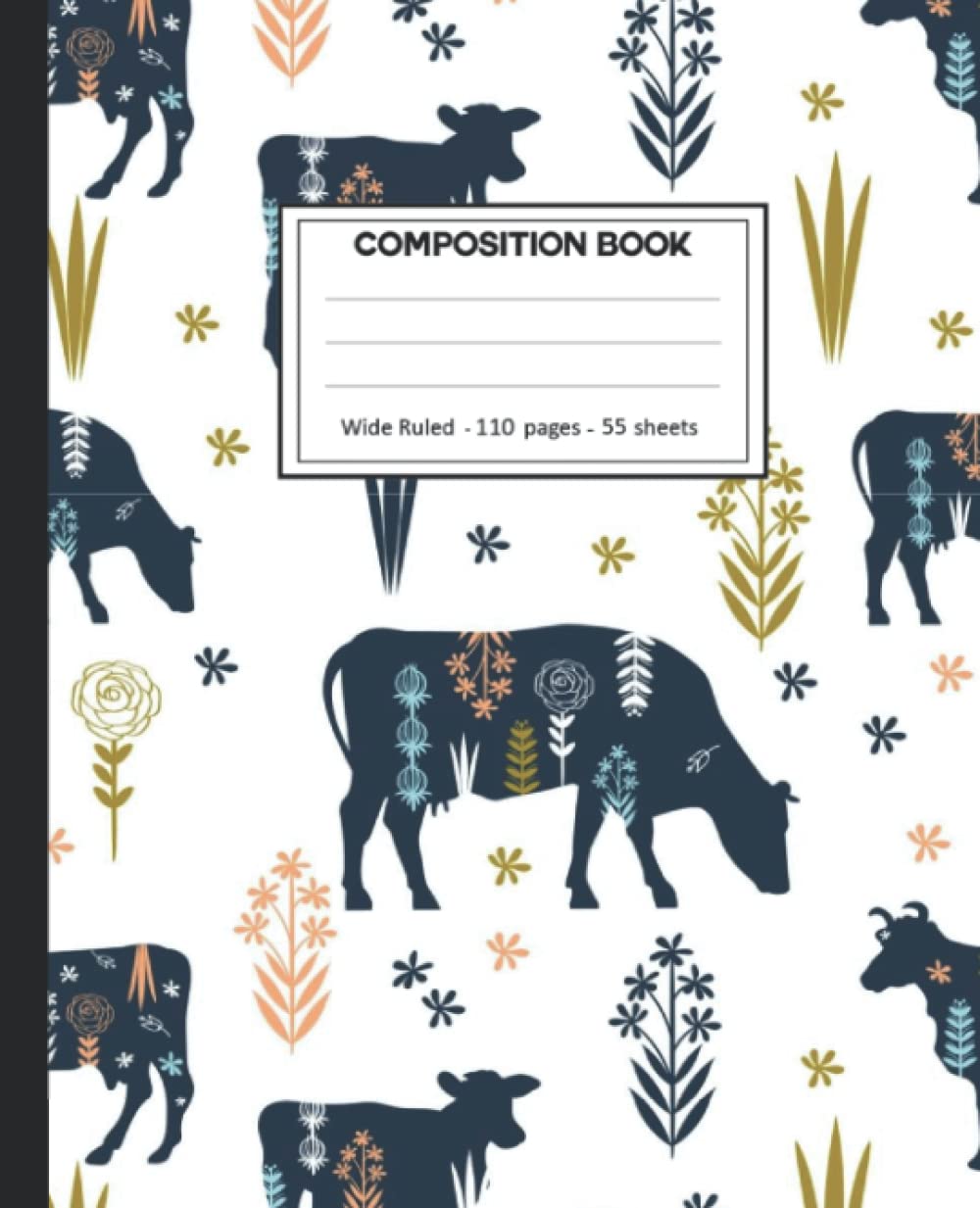 Composition Notebook: Cow Wide Ruled Paper Notebook Journal size 7.25 x 9.25” for student