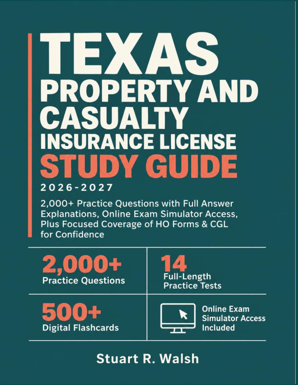 capítulo por capítulo baixar Texas Property and Casualty Insurance License Study Guide: 2,000+ Practice Questions with Full Answer Explanations, Online Exam Simulator Access, Plus Focused Coverage of HO Forms & CGL for Confidence