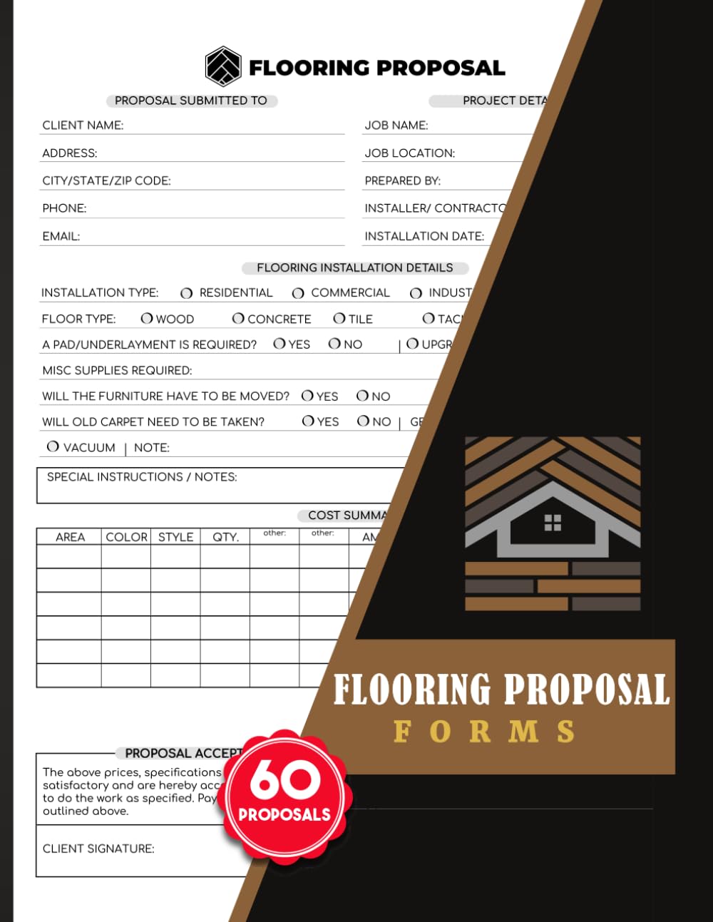 Flooring Proposal Forms: Estimate Logbook for Flooring Installers, Contractors & Businesses | Track Clients, Materials, Labor & Project Costs | 60 Forms, 120 Single-Sided Pages baixar o livro de graça