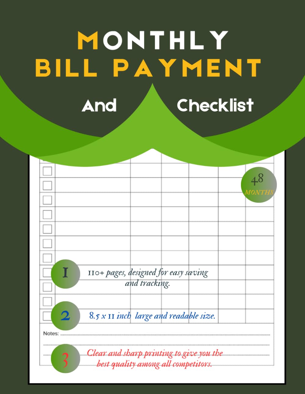ler totalmente Monthly Bill Payment Checklist: Bill Tracker | Monthly Bill Payment Tracker and Organizer | Bill Planner | 110 Pages and 8.5 x 11 Inches |... | Bill organizer | Bill paying organizer