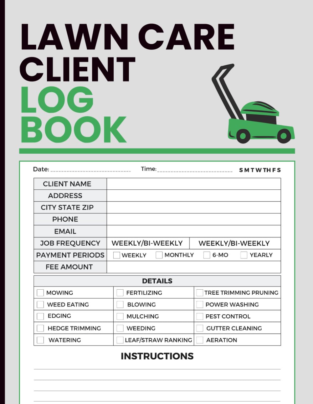 ler totalmente Lawn Care Client Log Book: Customer Tracker for Garden Services - Manage Contact Details, Appointments, Job Notes, and Billing Info