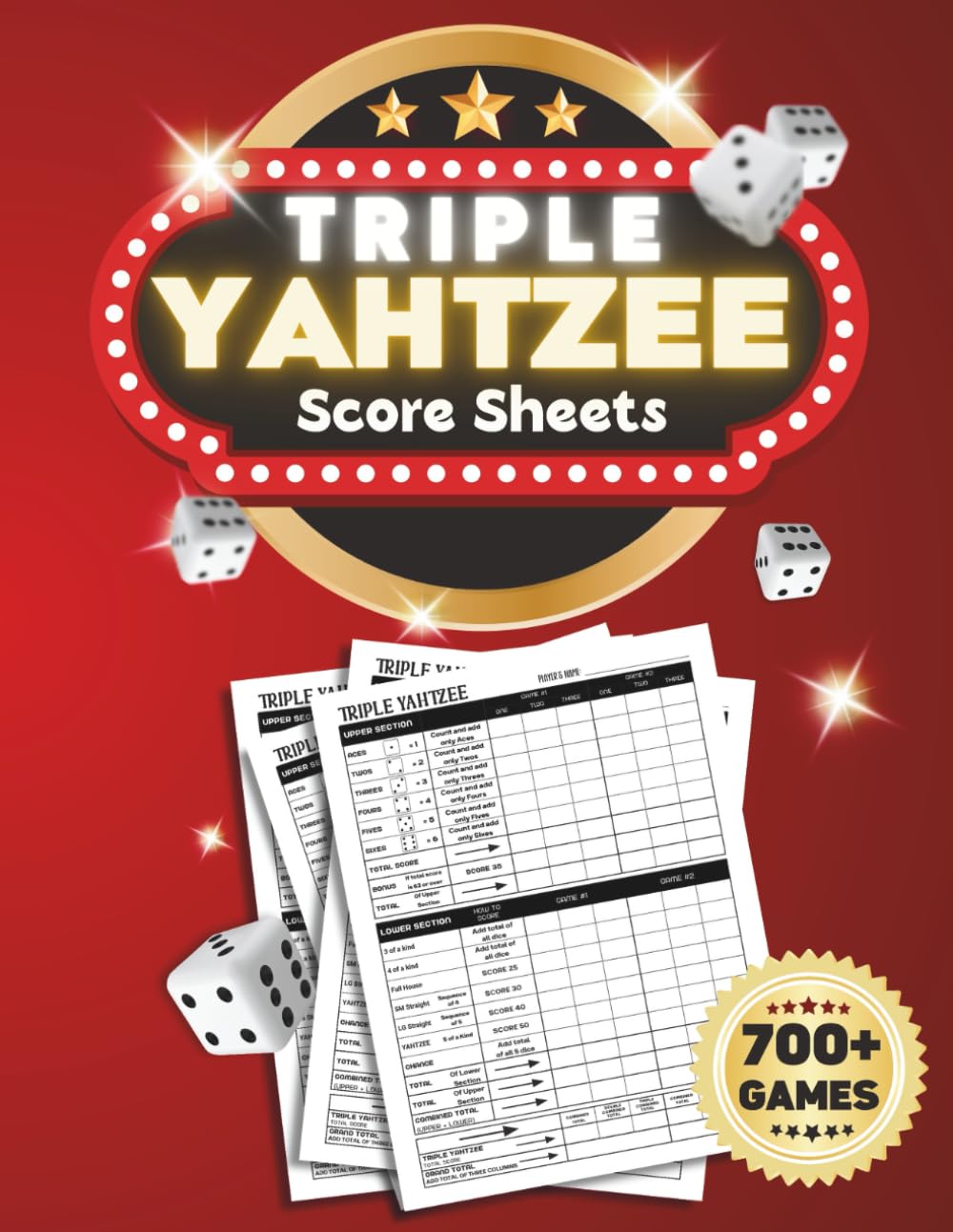 ler totalmente Triple Yahtzee Score Sheets: 120‑Page Large‑Print 8.5×11 Scoring Sheets for Easy Game Tracking