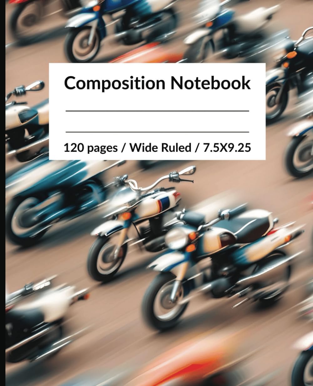 Composition Notebook: Speeding Motorcycle Print | White, orange, black, brown, peach | 120 pages wide ruled | 7.5 X 9.25 | For teens, adults, children baixar o livro de graça