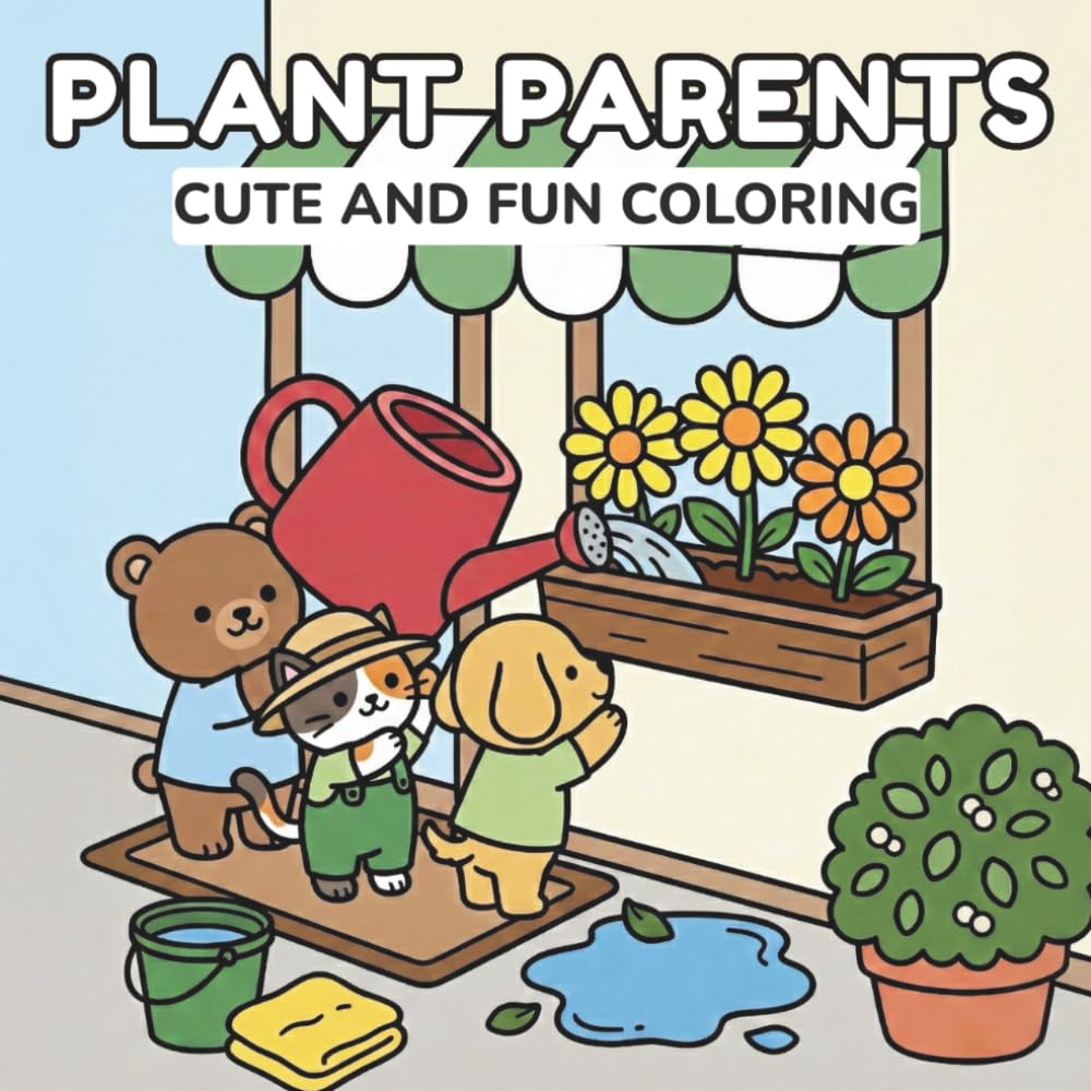 Plant Parents: Bold and Easy Coloring Book for Adults, Seniors | Simple Designs of Cute Animals, Succulents, Flowers for Relaxation | Large Print Art baixar o livro de graça