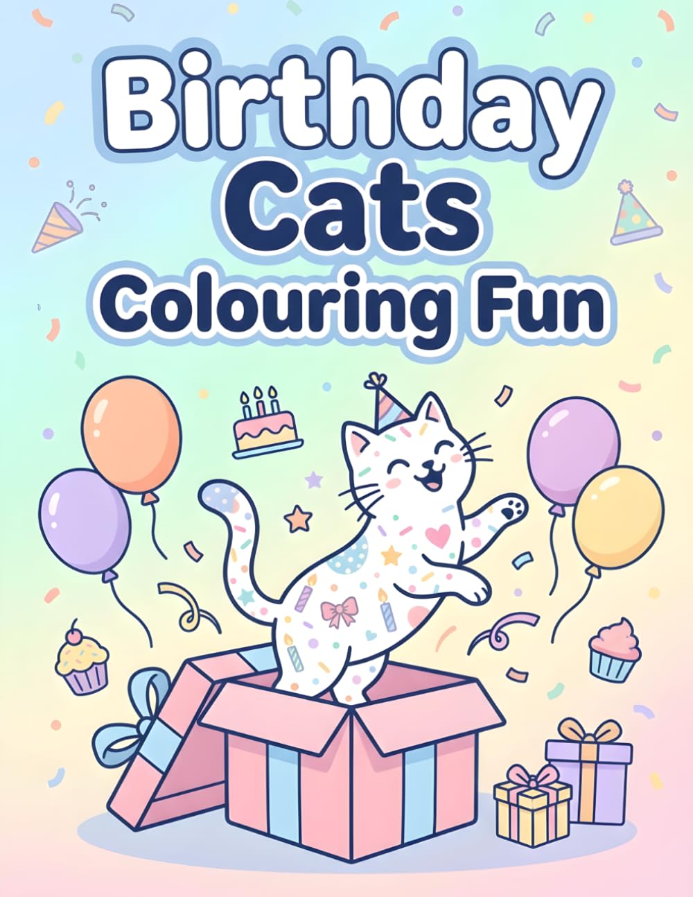 Birthday Cats Colouring Fun