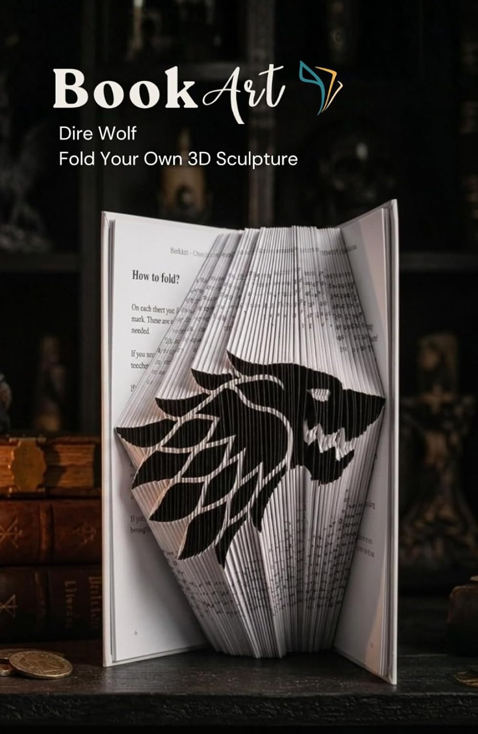 ler totalmente Dire Wolf BookArt — Fold Your Own 3D Wolf Sculpture: Unique Gift for Fantasy & Wolf Lovers | Pre-Marked Pages | No Experience Needed | Premium... Edition | Perfect for Birthdays & Christmas