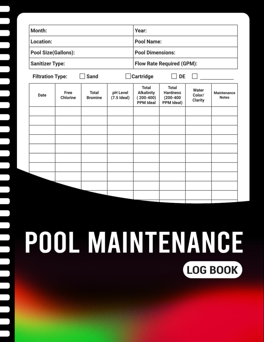 ler totalmente Pool Maintenance Log Book: Daily Tracking Journal for Water Balance, Cleaning and Equipment Care, 120 Pages (8.5" x 11" Inches)