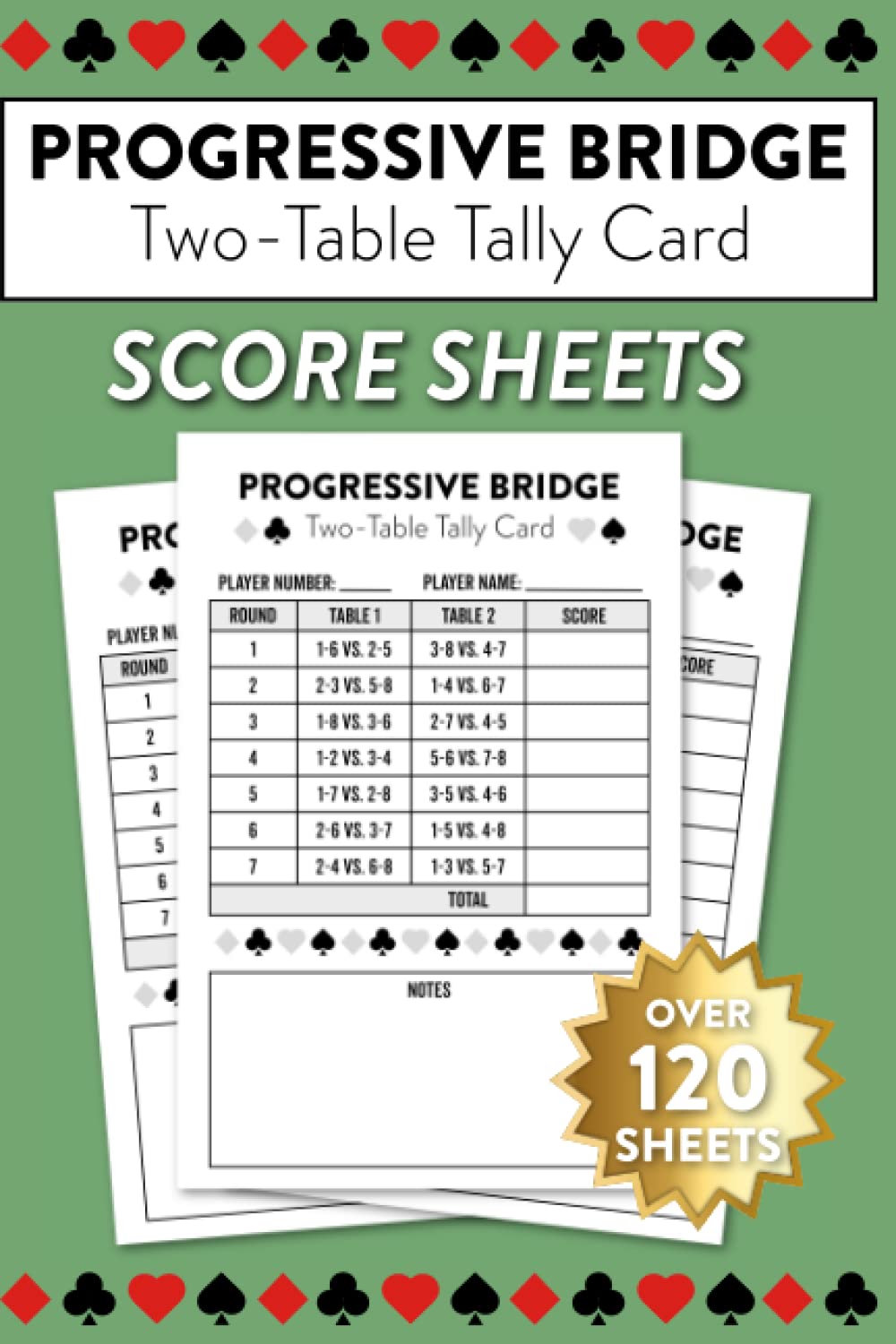ler totalmente Progressive Bridge Two Table Tally Card Score Sheets: Over 120 Sheets For 2 Table Progressive Bridge Game