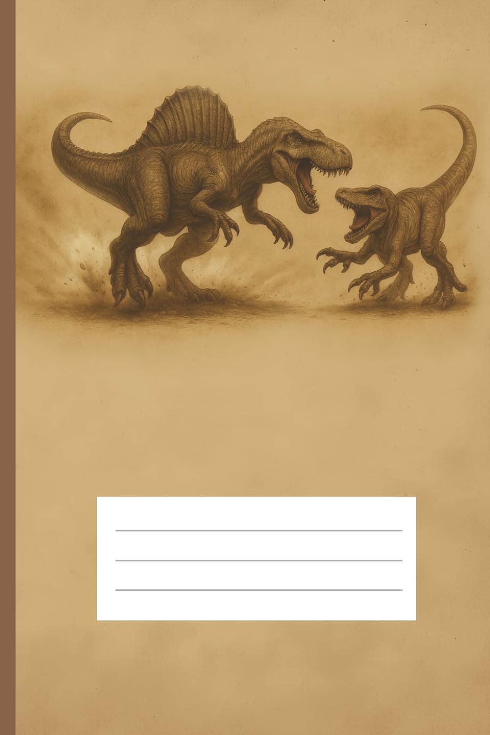 Dinosaur Clash Notebook – Spinosaurus vs Tyrannosaurus Rex: 64-page 5x5 mm grid notebook for school, office, journaling – epic dinosaur battle cover