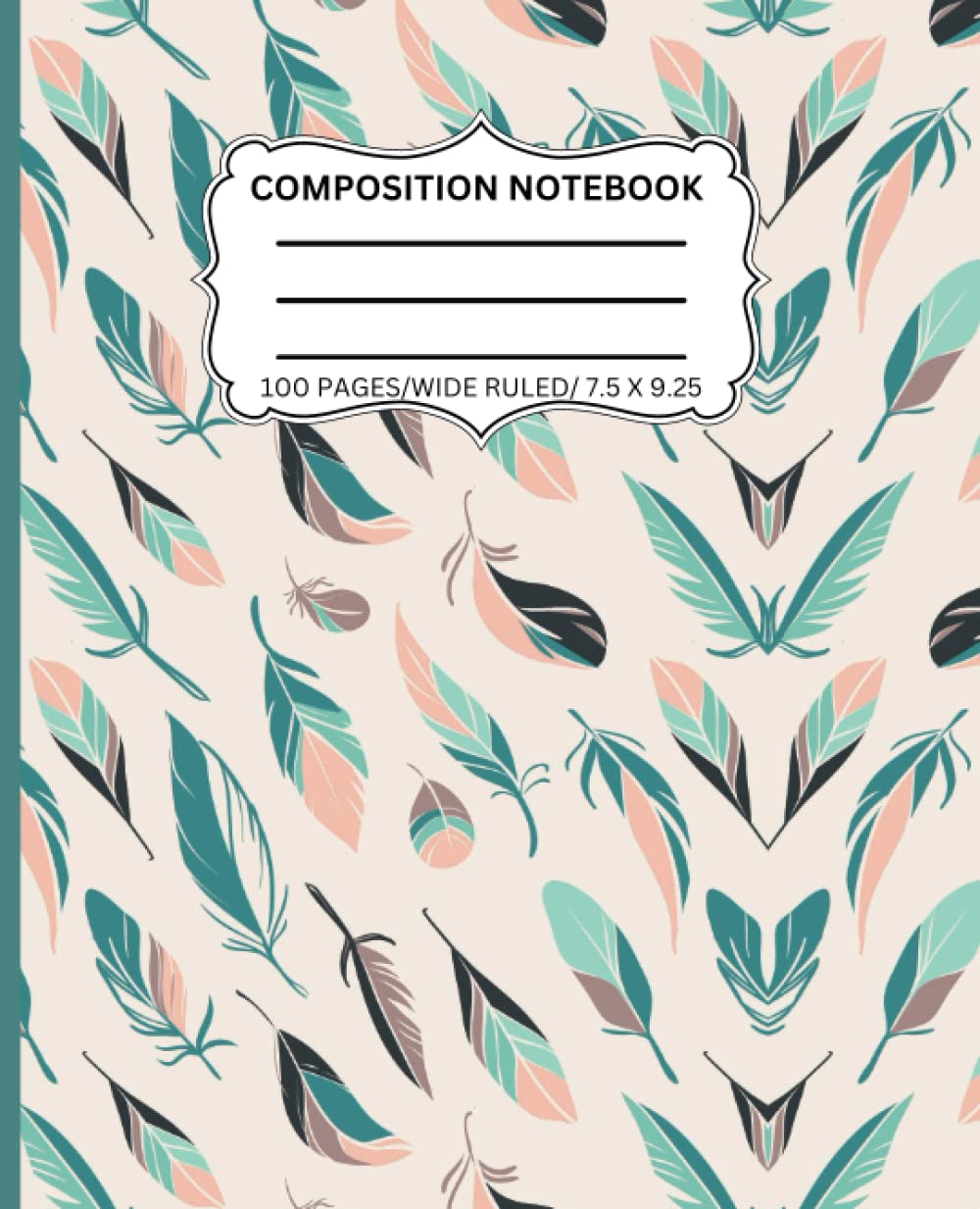 ler totalmente Composition Notebook Journal: Wide Ruled 7.5 x9.25 100 pages: Vintage Feathers Notebooks for Writing Notes at school or at home or on the go to do.