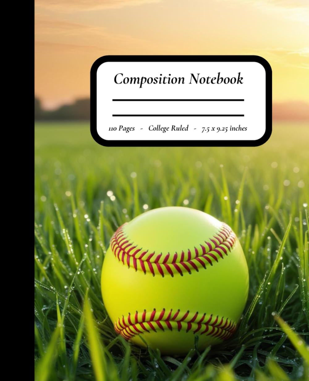 ler totalmente Sunrise Slugger: Softball Composition Notebook – Dewy Grass with Softball at Sunrise – 7.5" x 9.25", College Ruled, 110 Pages, Matte Finish