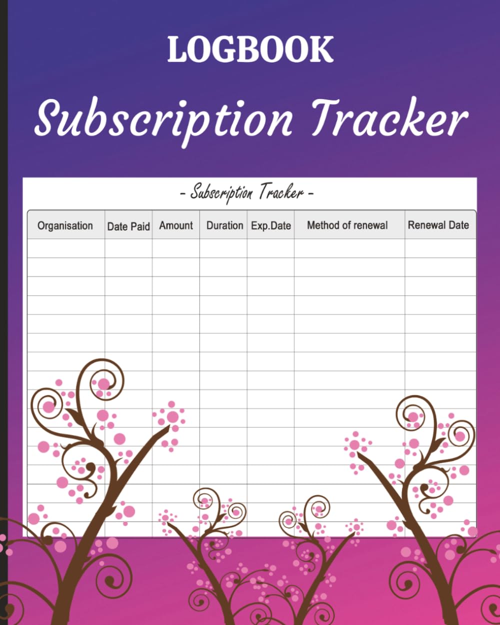 Subscription Tracker Log Book:: 8 x 10 Inch, 100-Page Subscription Organizer to Track Recurring Payments, Memberships, Renewal Dates & Costs baixar livro de graça
