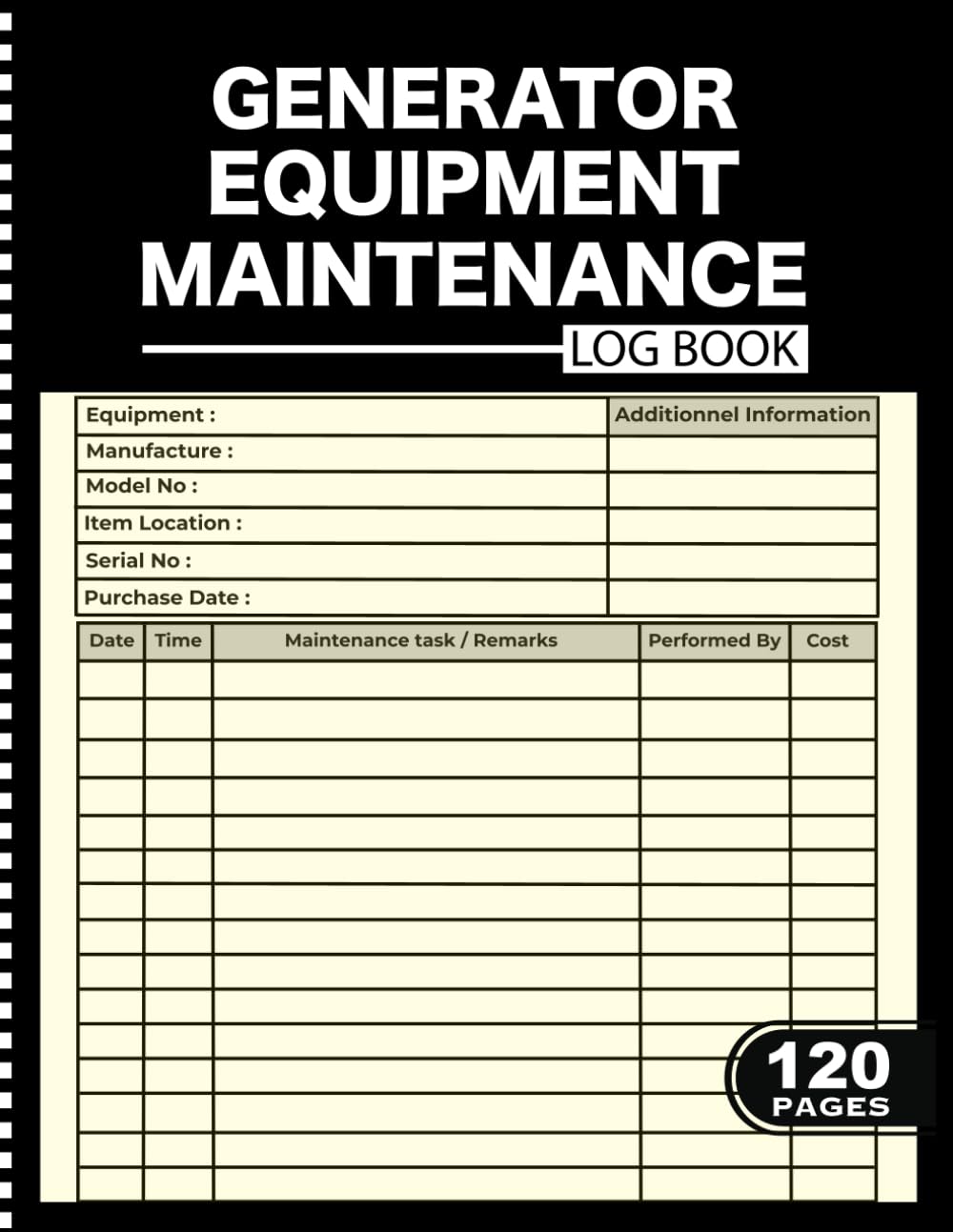 ler totalmente Generator Equipment Maintenance Log Book: Preventive Maintenance, Repair, Inspection and Service Record Journal with Cost Tracking for Diesel and Industrial Generators
