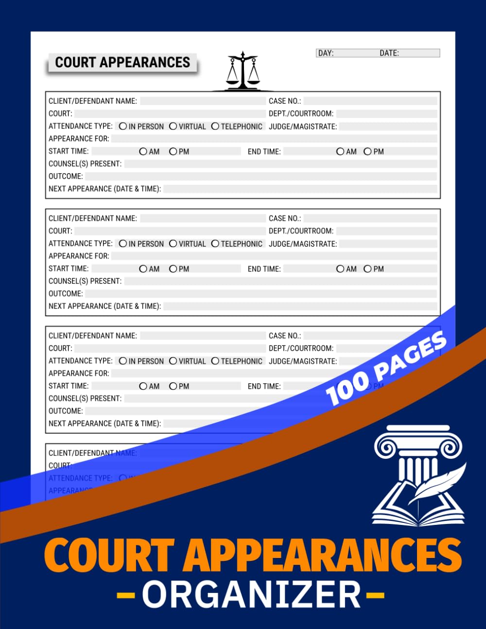ler totalmente Court Appearances Organizer: Daily Case Schedule Logbook for Lawyer, Attorney & Paralegal | 100 Pages