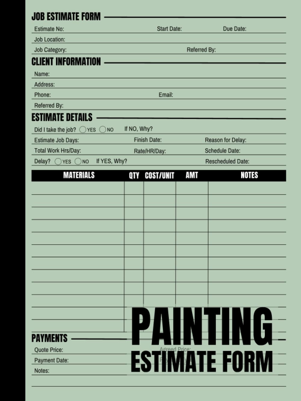 ler totalmente Painting Estimate Form: Cute Log Book Gift for Painting and Construction Estimators to Record and Keep Track of Estimates