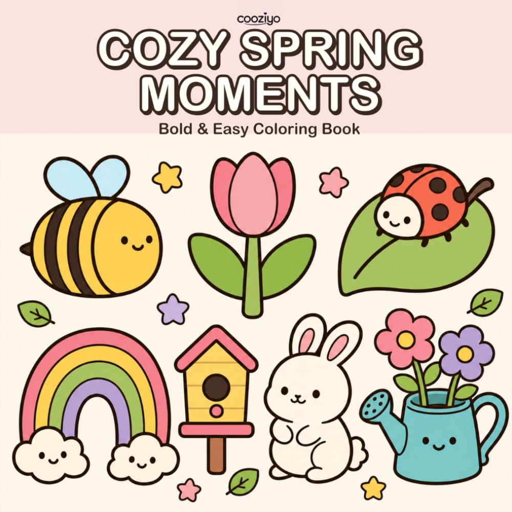 ler totalmente Cozy Spring Moments: Coloring Book for Adults and Teens Featuring Cute Bold and Easy Spring Designs for Relaxation and stress relief
