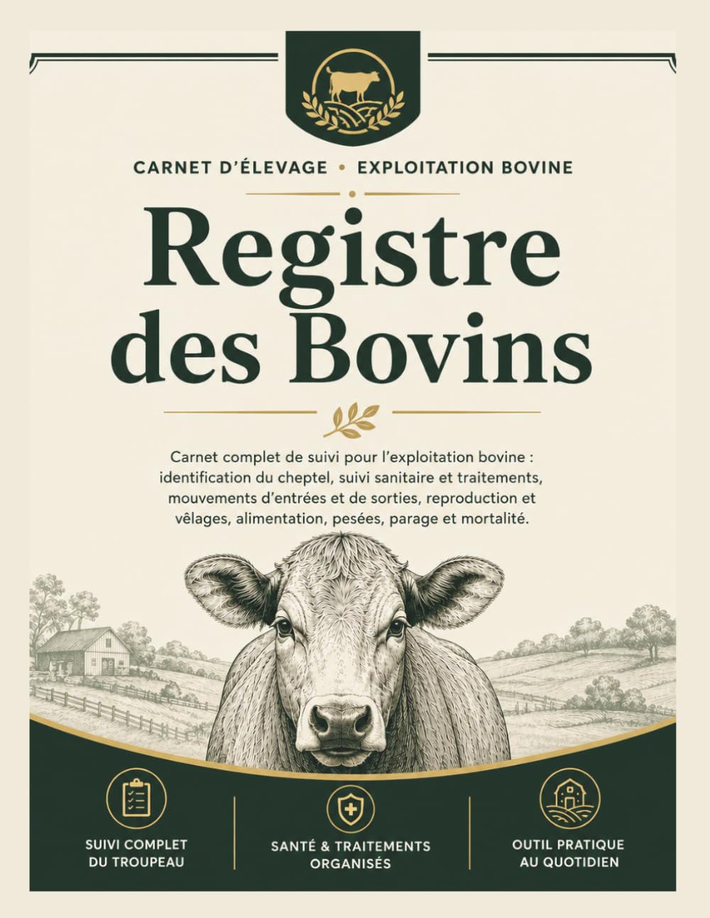 ler totalmente Registre des Bovins: Carnet de suivi d'élevage bovin: sanitaire et traitements, mouvements d'entrées et de sorties, reproduction et vêlages,... grand format 21,6 x 27,9 cm (French Edition)