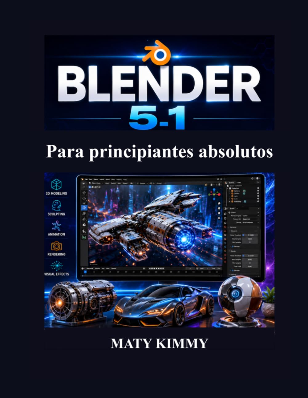 Blender 5.1 Para principiantes absolutos: Guía paso a paso para modelado 3D, animación, escultura, renderizado y efectos visuales baixar livro de graça
